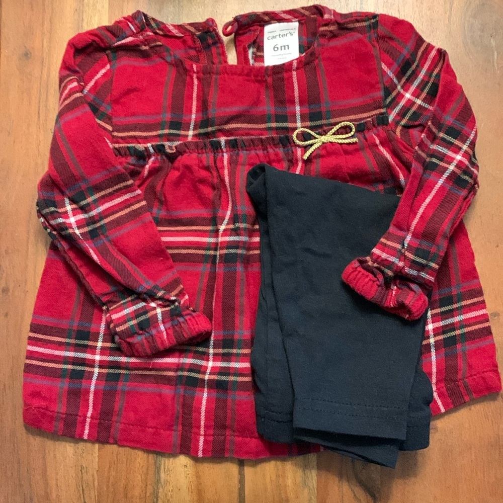 6M Holiday Jumper with Black Leggings